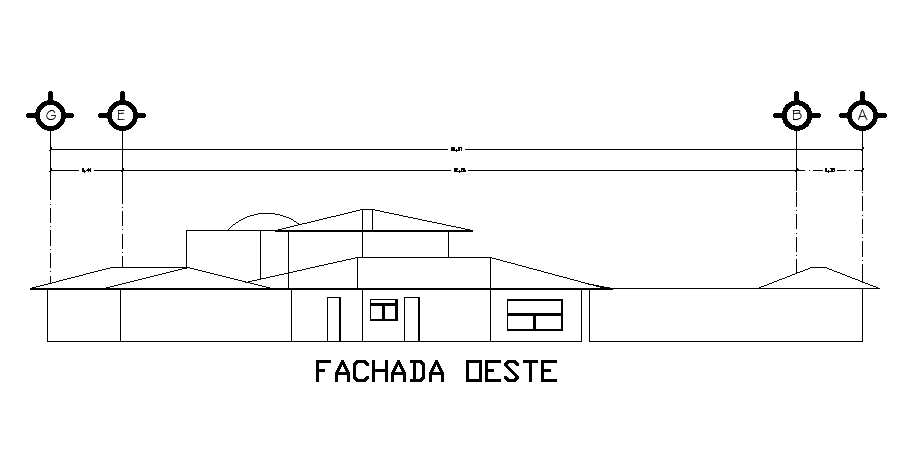 Bungalow exterior elevation detail separated in this AutoCAD file. Download the AutoCAD drawing file.