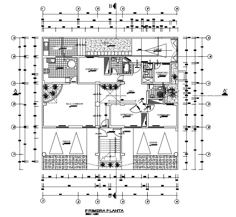 Bungalow floor plan detail stated in this AutoCAD drawing file. | Download 2d AutoCAD drawing file.