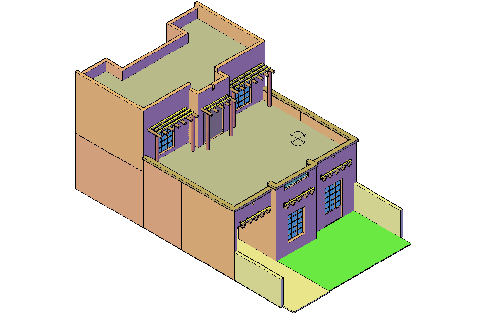 Bungalows 3d view dwg file