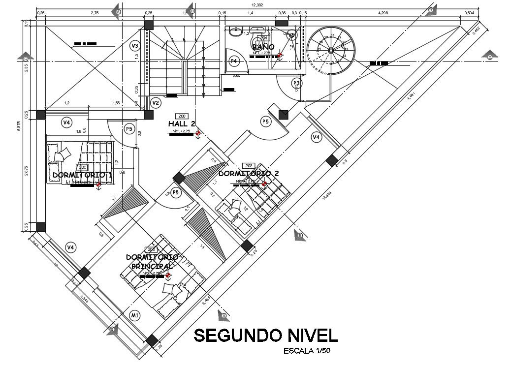Bungalow second floor plan drawing specified in this AutoCAD file.  download this 2d AutoCAD drawing file.