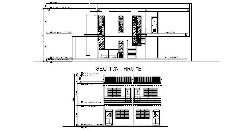 Bungalow section detail drawing specified in this Autocad file. Download this 2d Autocad drawing file.