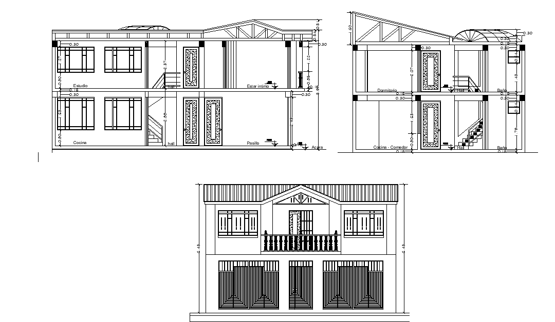 Bungalow section drawing presented in this AutoCAD file. Download the AutoCAD file.