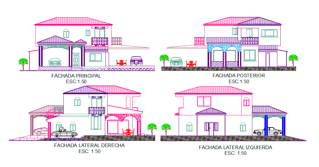 Bunglow Elevation AutoCAD File Download