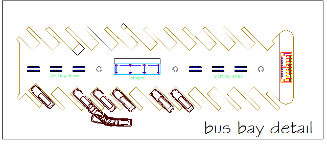 Bus bay details architecture project dwg file