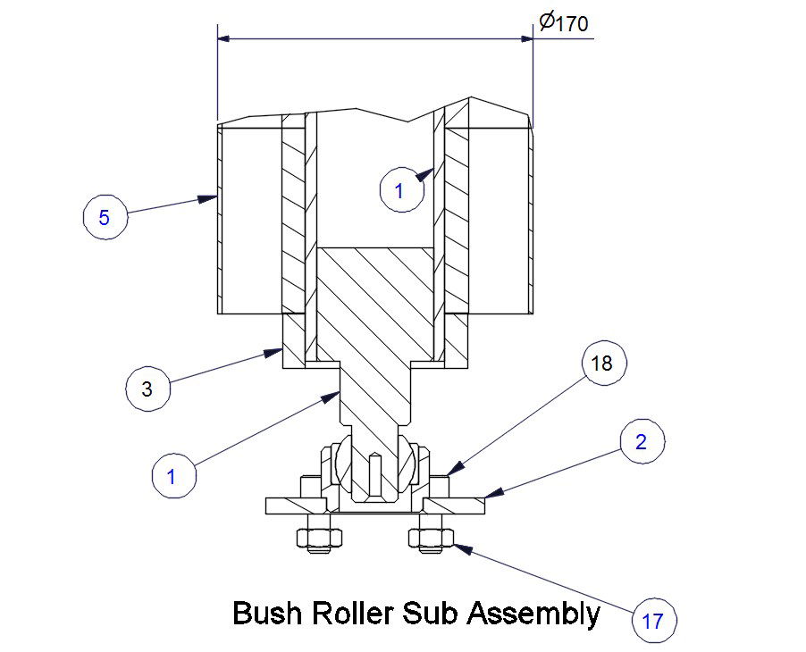Bush Roller Sub Assembly DWG File