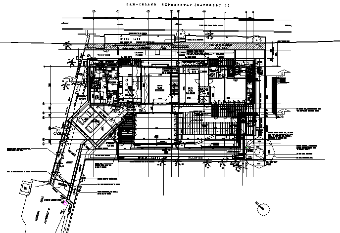 Business hub building plan detail dwg file