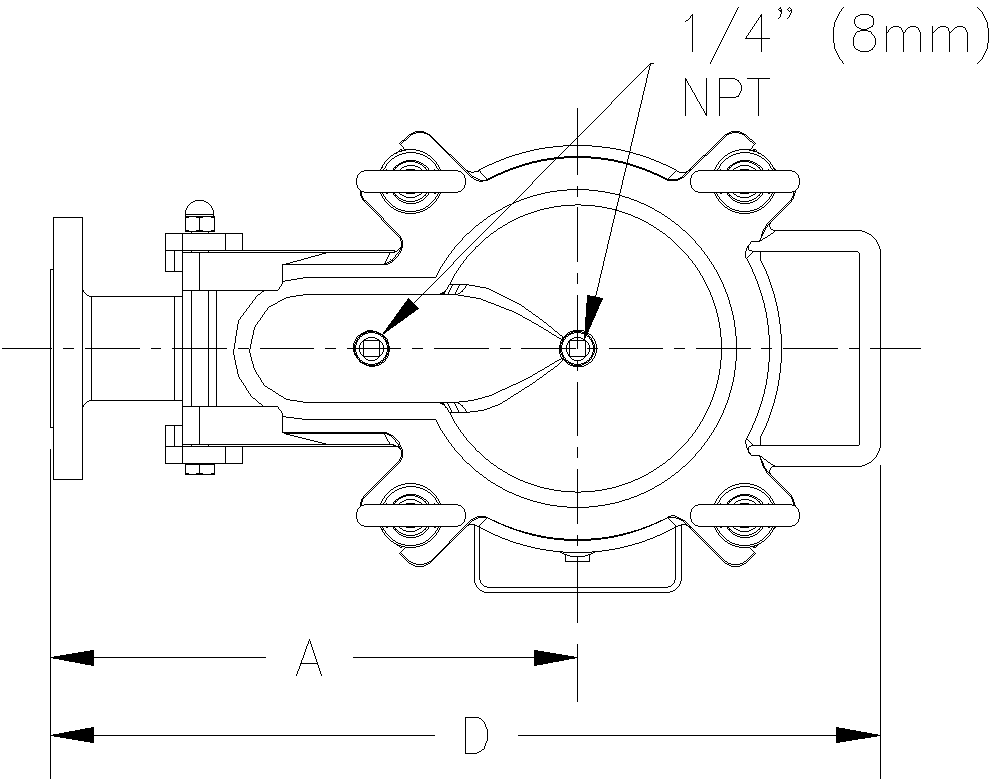 Butterfly valve sectional design details in AutoCAD file 