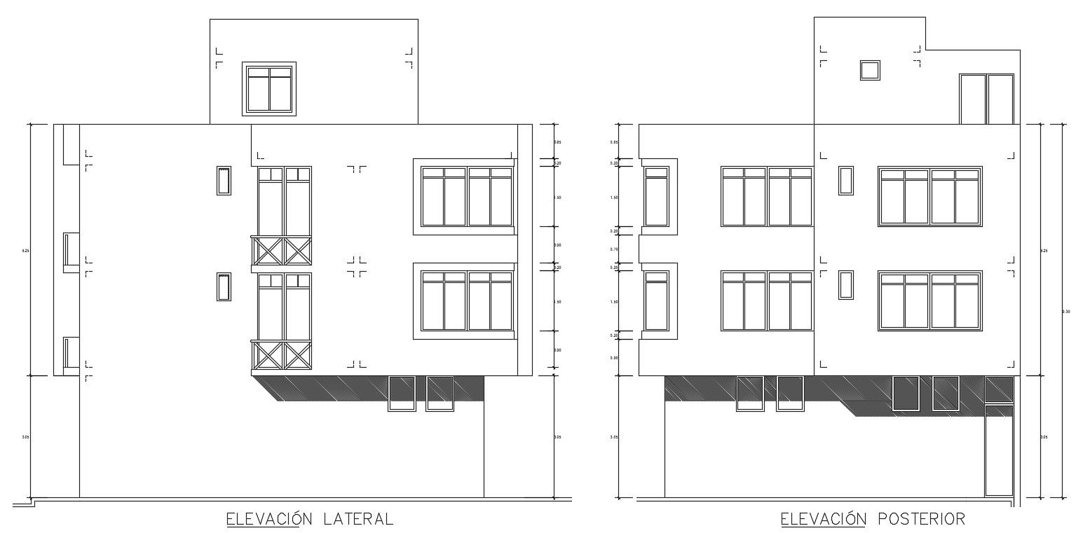 CAD 2d drawings elevation of building apartment dwg file