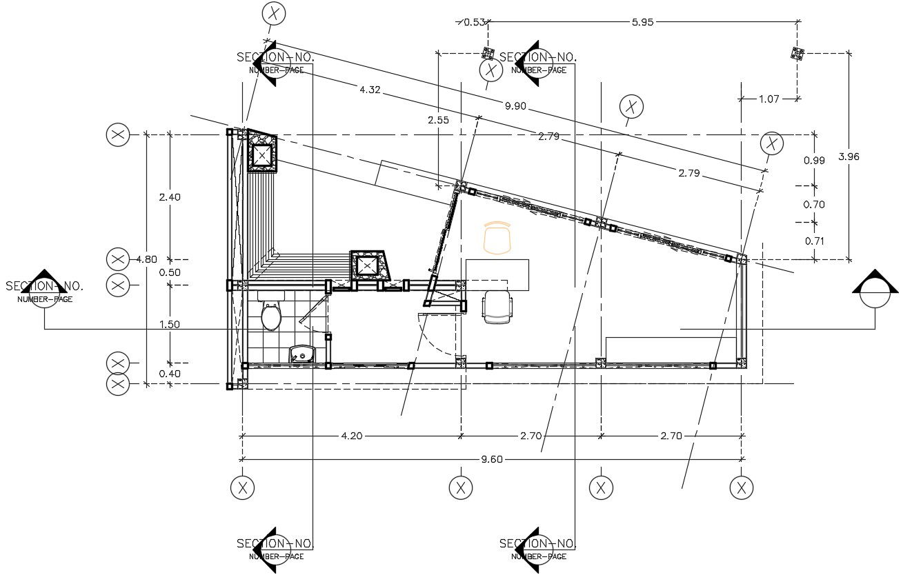CAD Architecture Drawing Office Waiting Area Plan With Working Dimension DWG file