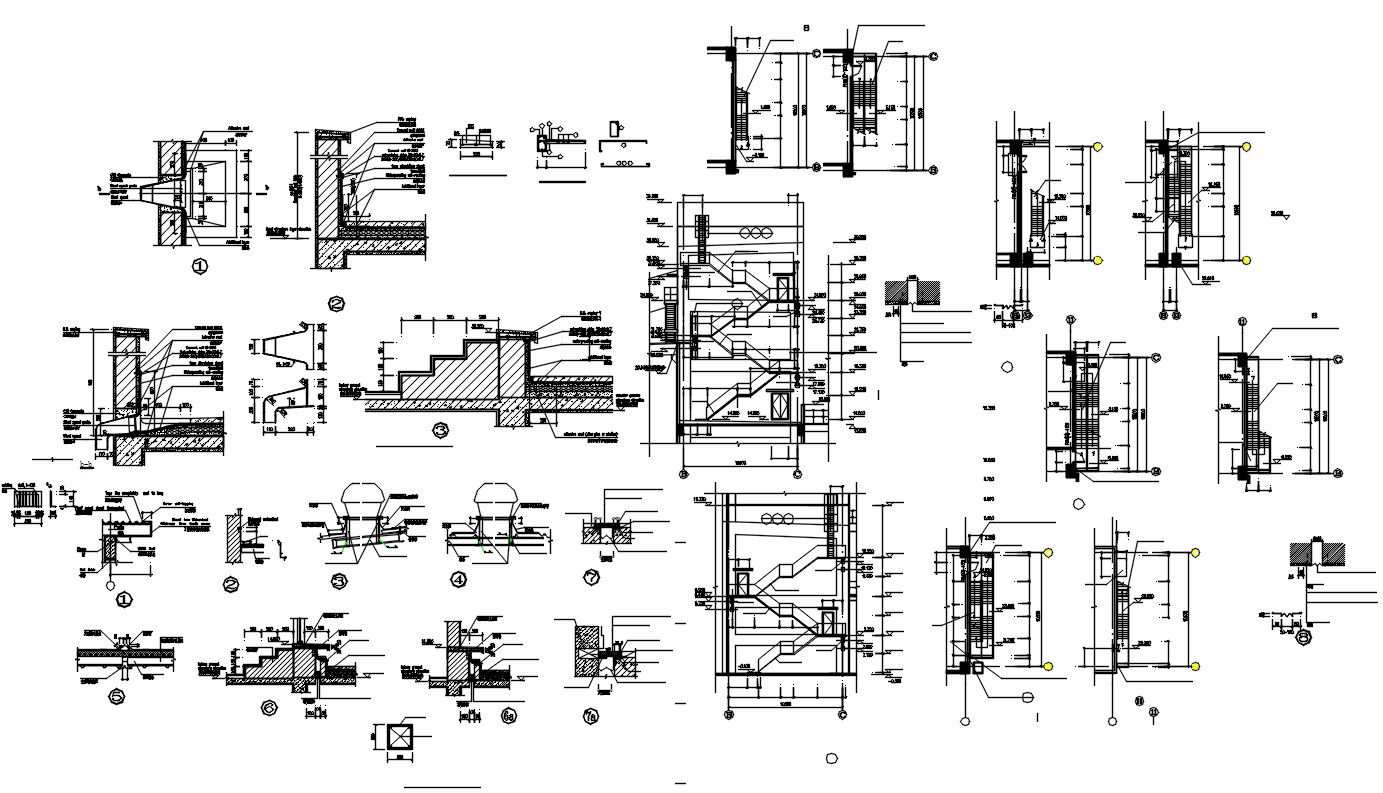 CAD Drawing Of Concrete Staircase Construction Design CAD File Format