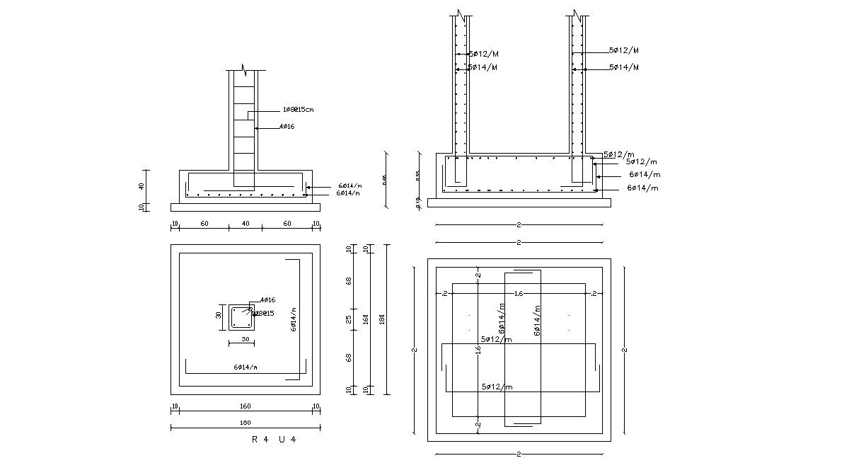 CAD Drawing Structure Column Footing Design DWG File