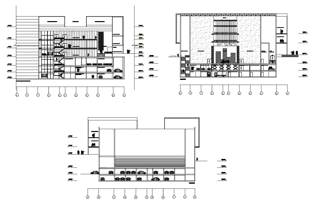 CAD drawings details of commercial hub section dwg file