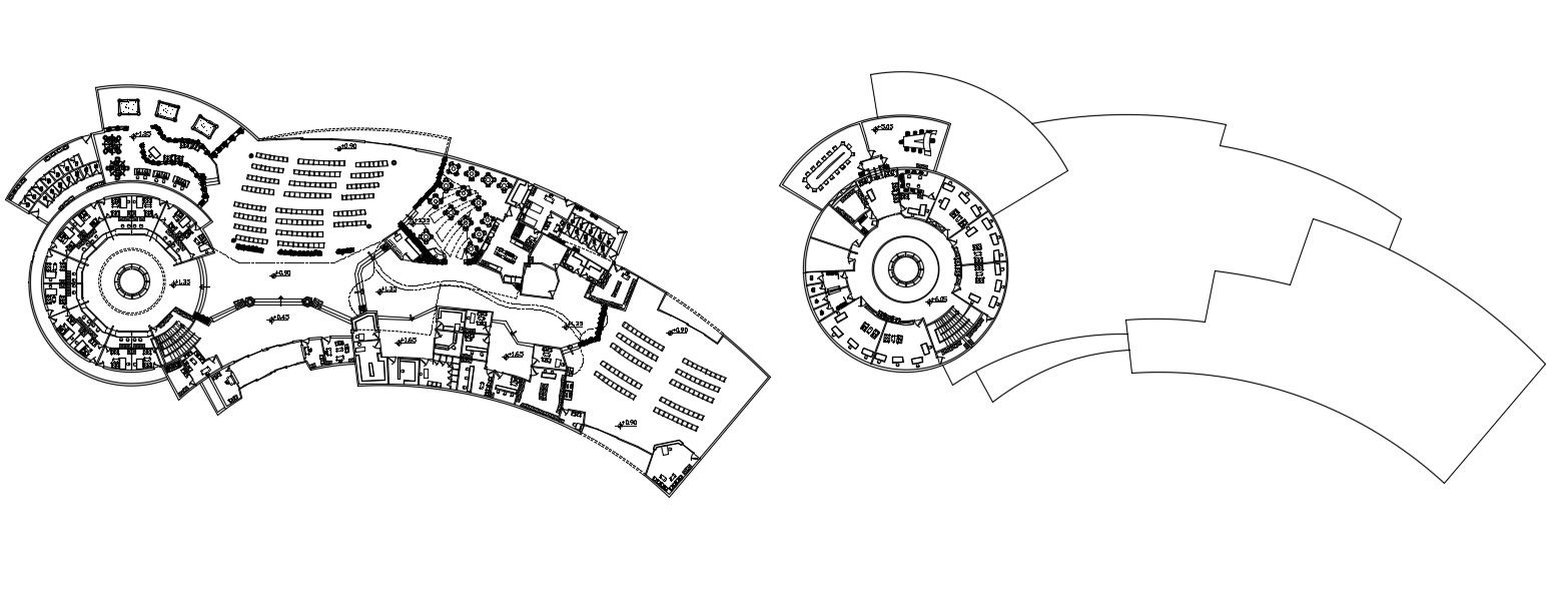 CAD floor details 2d layout plan of commercial building hub dwg file