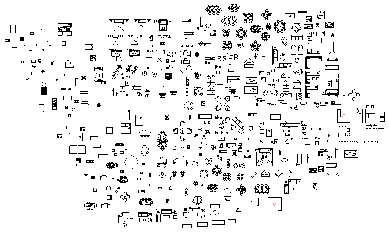 CAD furniture detail 2d view layout autocad file