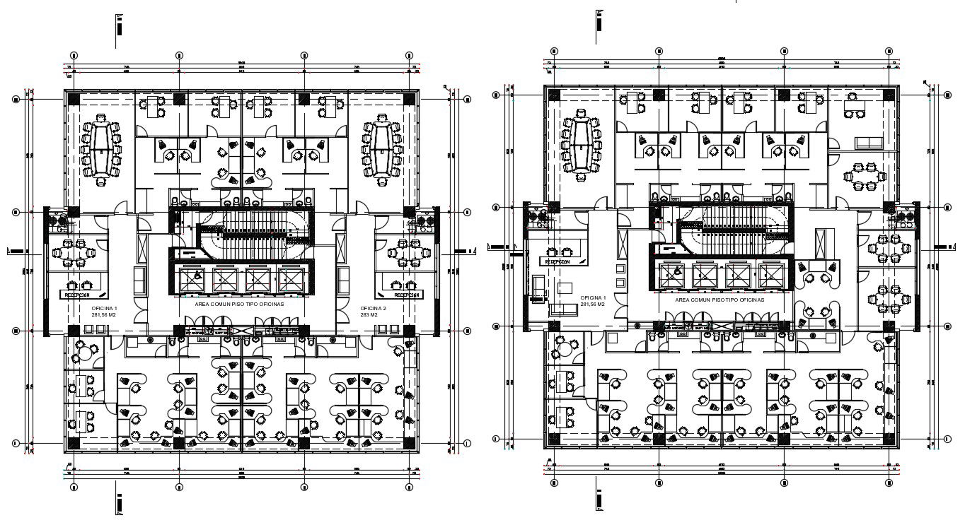CAD layout plan of office building units dwg autocad file