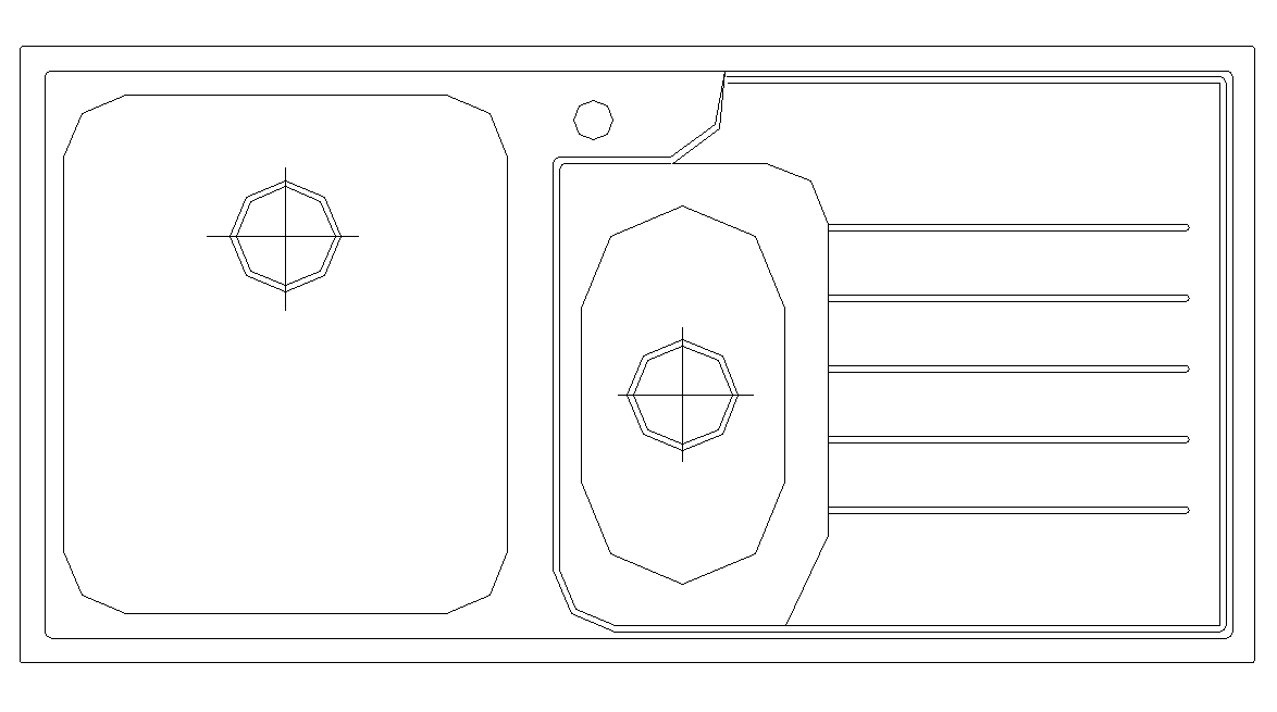 CAD sanitary block Wash basin top elevation 2d view layout file