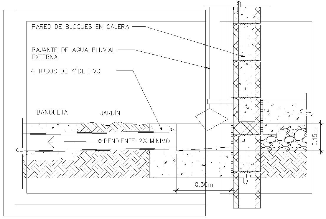 CAD 2D Drawing file of the Drain section details.ownload the AutoCAD DWG file.