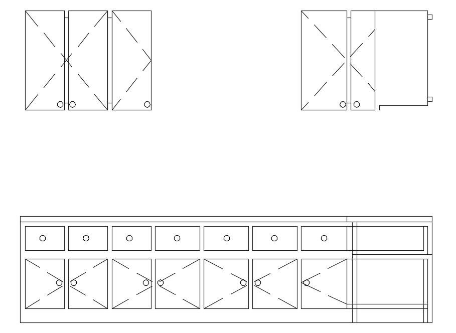 CAD 2D drawing file of the modern kitchen cabinet block design.Download the AutoCAD file.