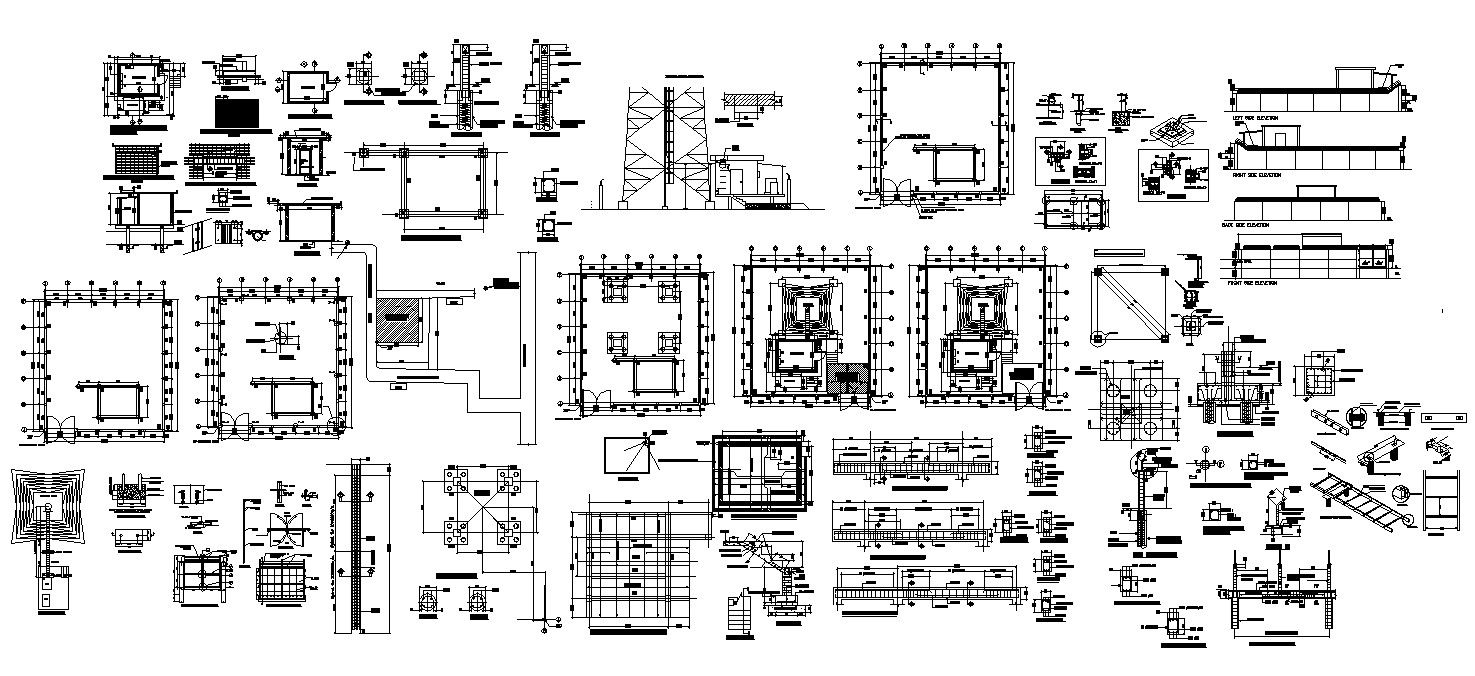 CAD 2D file shows the 4-meter telecommunication tower indoor details,Download the AutoCAD DWG file.