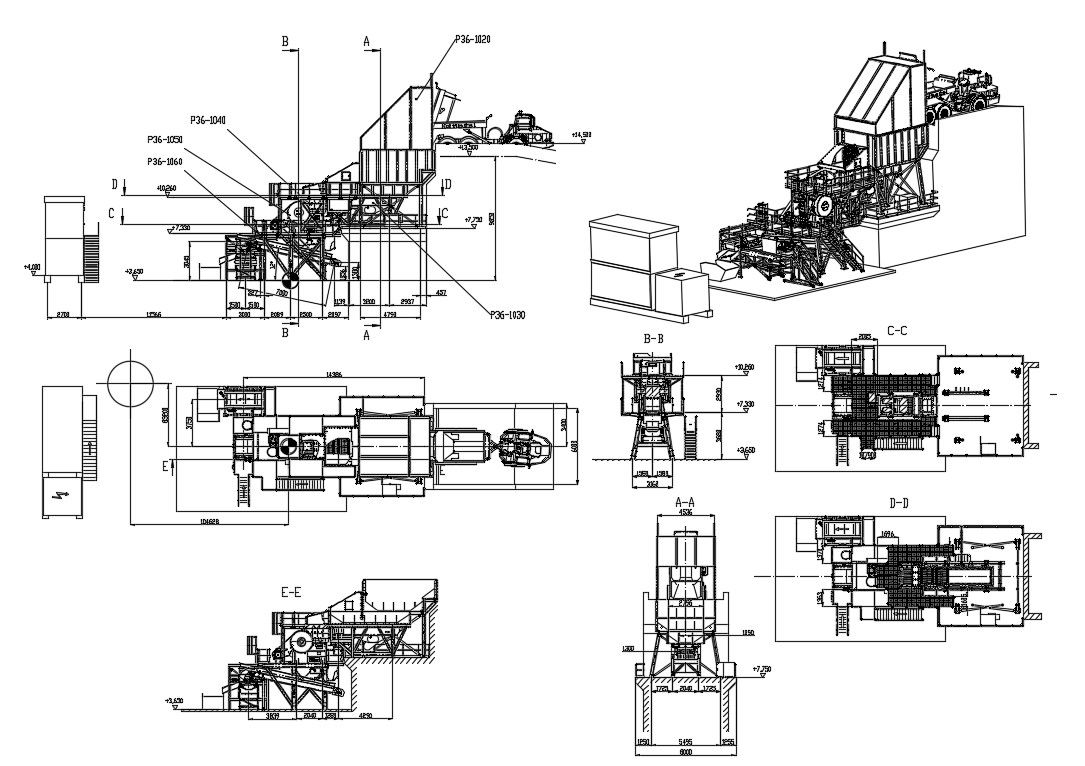 CAD DWG 2D file shows the Details of the Feed Bunker and Jaw station section and the elevation diagram are available.Download now.