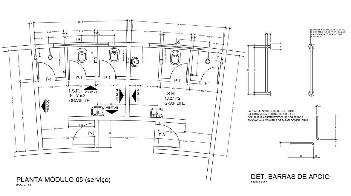 CAD DWG Detailed Drawing of the Public Toilet floor plan and section details. Download the AutoCAD 2D DWG file.