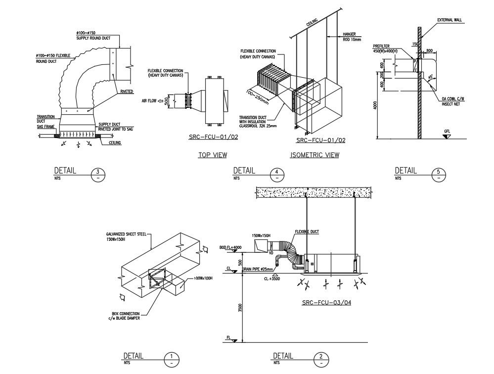 CAD DWG drawing having the detailed section plan of the chimney. Download the AutoCAD 2D DWG file.