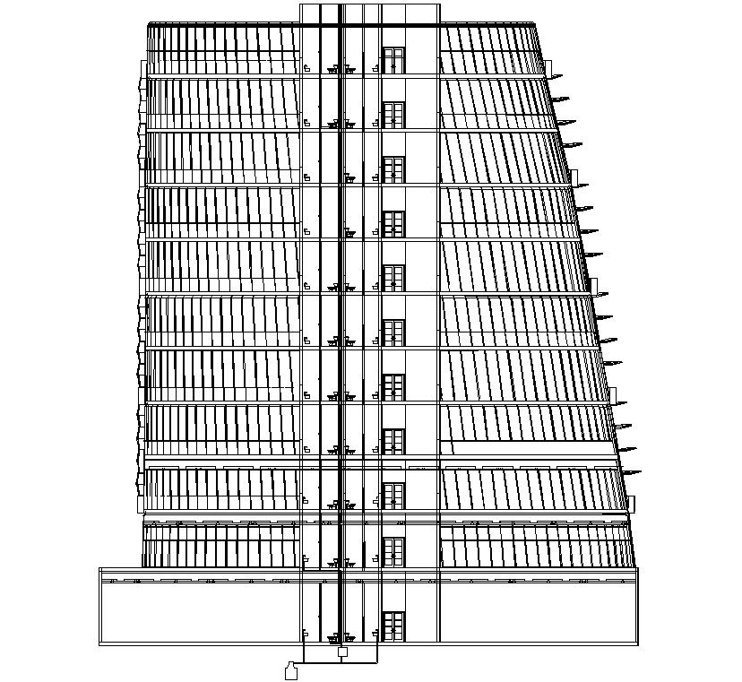 CAD Drawing DWG 2D file of the G+11 Tall building beautiful elevation and section details.Download the AutoCAD DWG file.