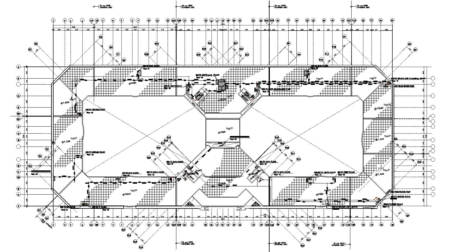 CAD Drawing DWG File for Water Supply Details in Roof Deck Floor Plan