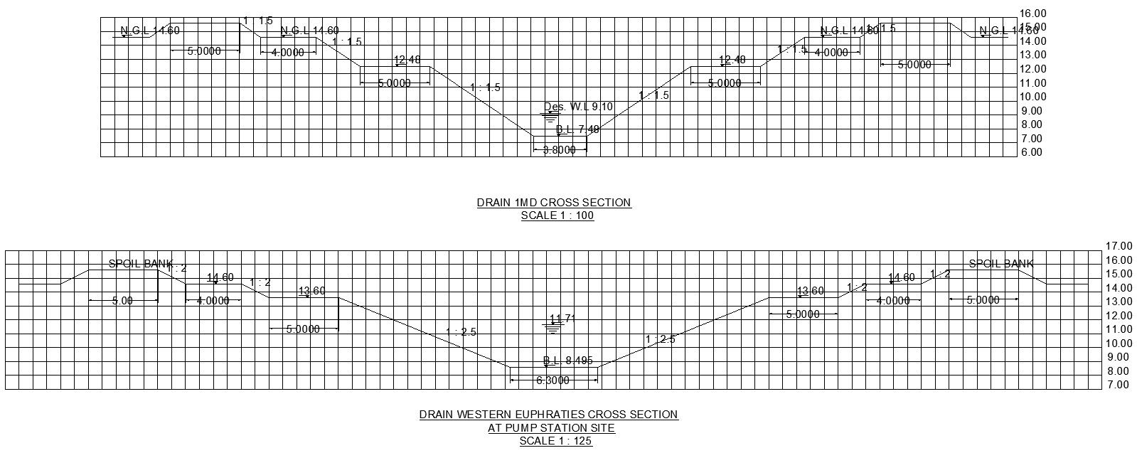 CAD Drawing file of the cross-section of the drain details. Download the AutoCAD DWG file.