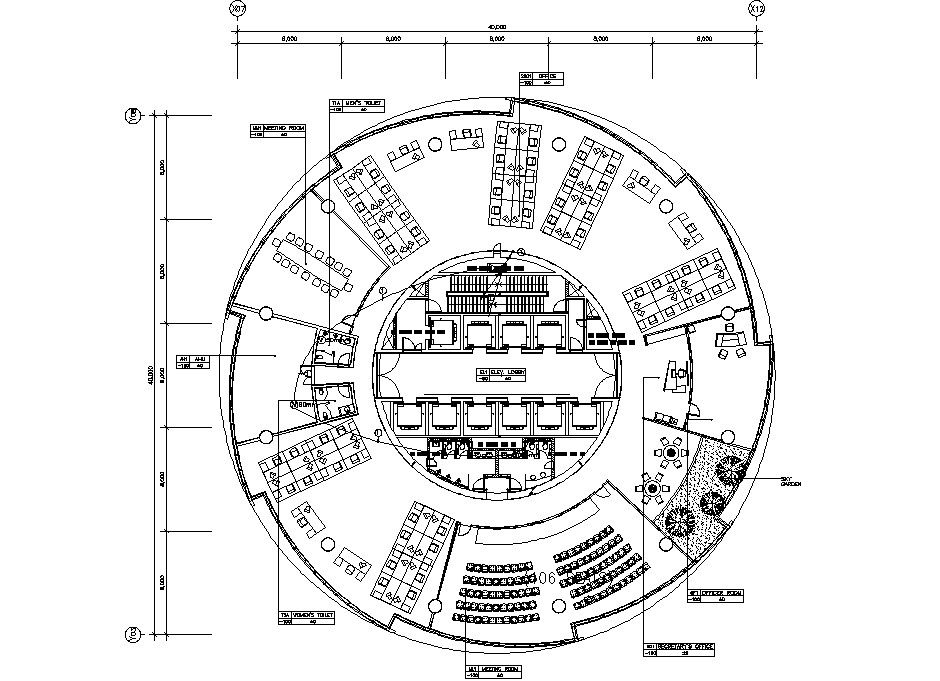 CAD Drawing file shows the details of the High rise office building 30th-floor section details, Download the DWG file.