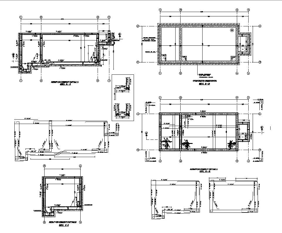 CAD Drawing for Structural Details of Underground Water Tank