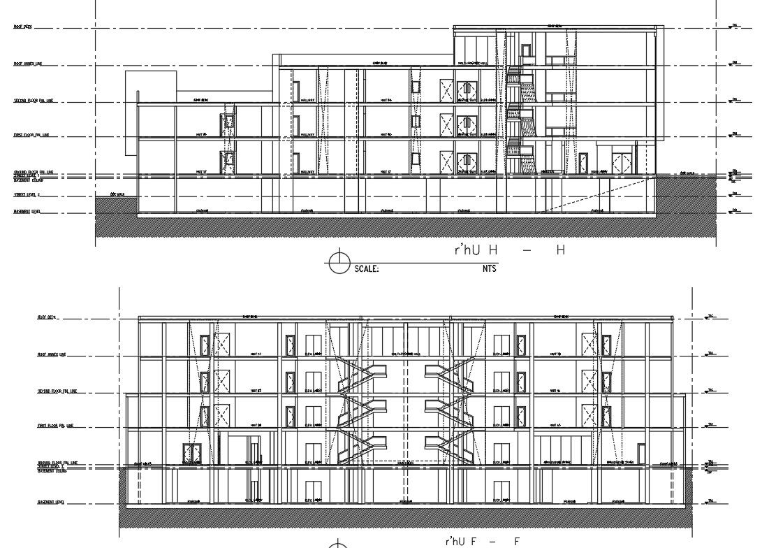 CAD Drawing of Proposed Showroom Plan Layout with Front Elevation in DWG Format