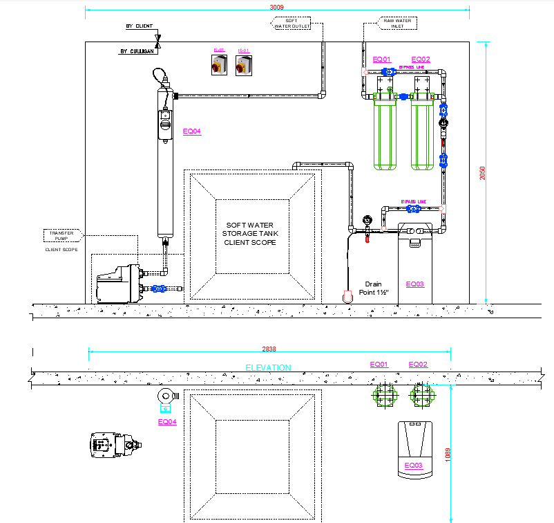 CAD Drawing of Water Transfer Pump System In AutoCAD DWG File