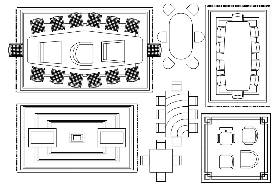 Dining Table AutoCAD 2D Blocks in Detailed DWG File