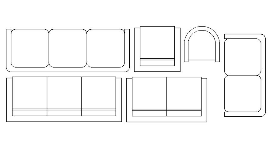 Detailed Sofa CAD Blocks for AutoCAD in DWG Format Download