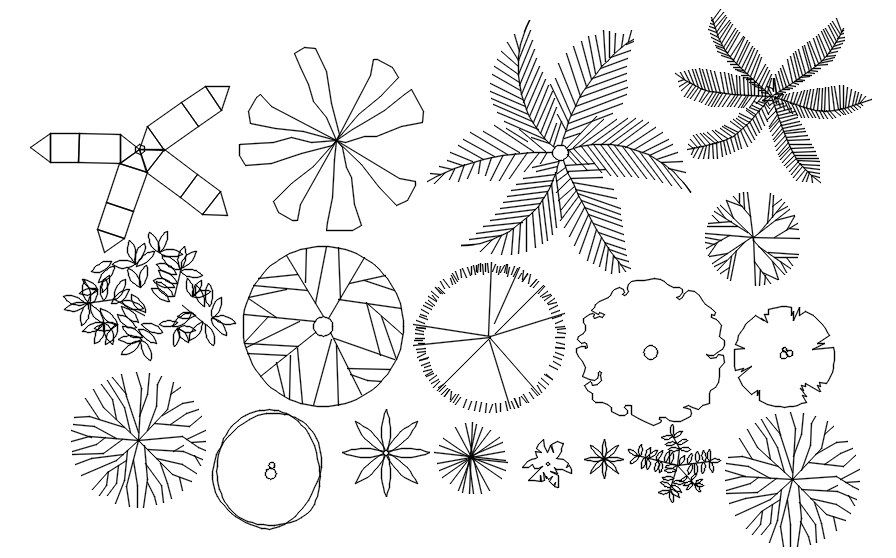 CAD blocks of trees in AutoCAD, dwg file, CAD file
