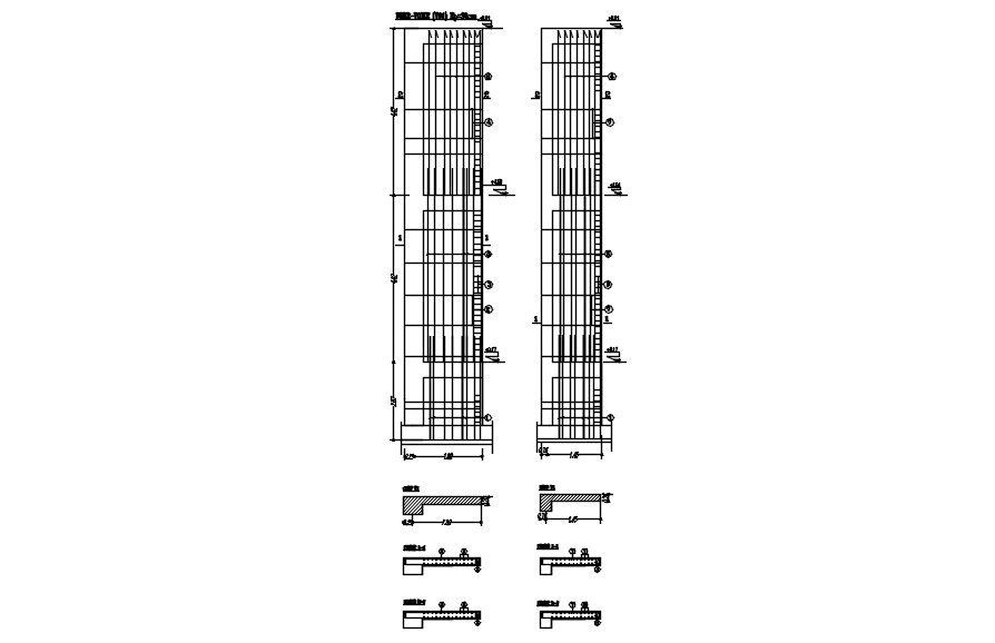 CAD design of wall reinforcement details in AutoCAD 2D drawing, CAD file, dwg file