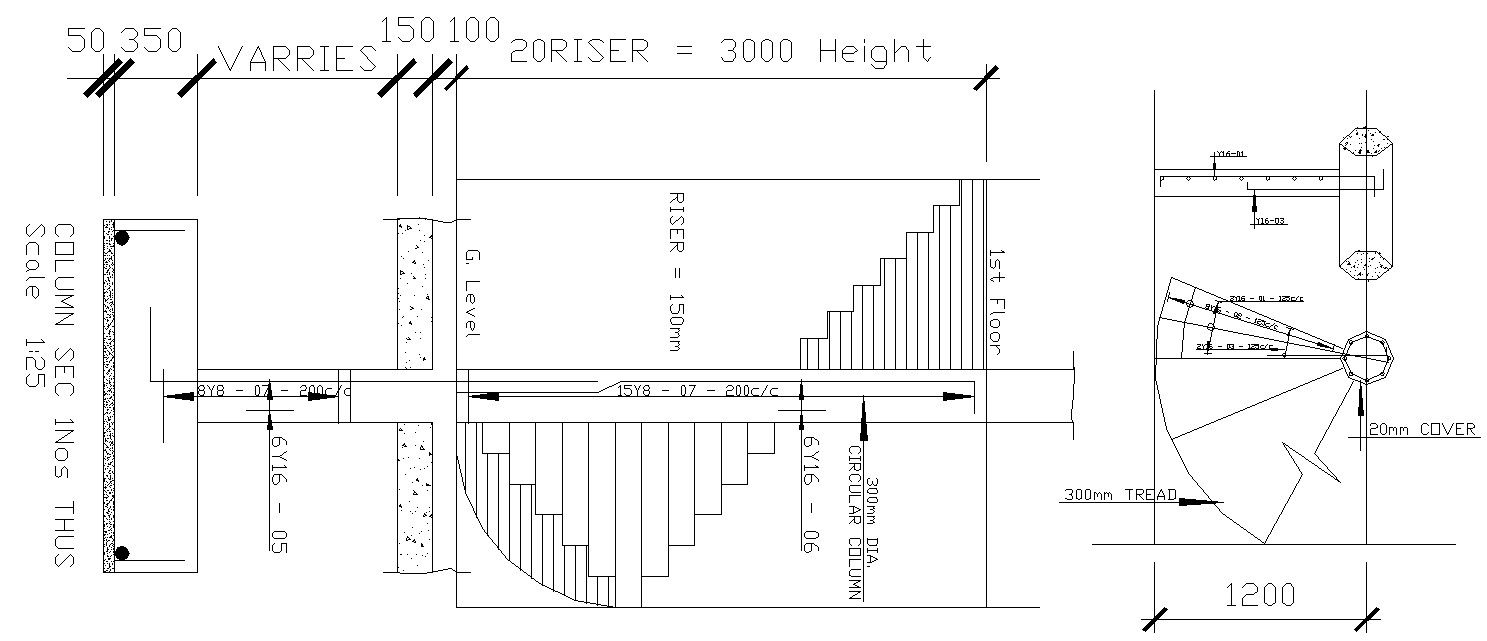 CAD drawing files having the detail of Staircase 2d sectional drawings. Download the AutoCAD DWG file.