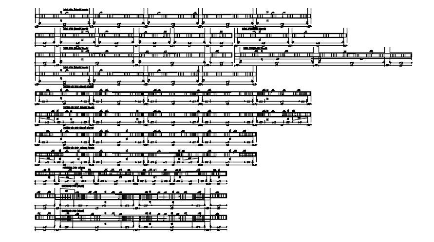 CAD drawing of strip foundation reinforcement details, CAD file, dwg file