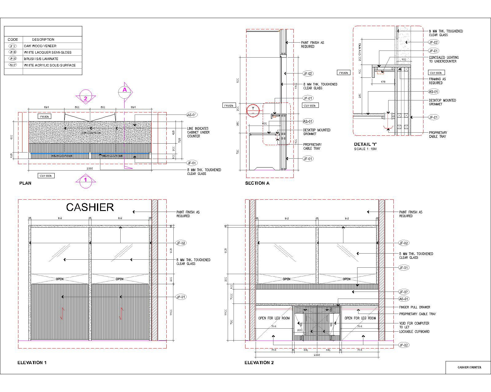 Cashier Counter DWG Layout for Retail and Commercial Interior Design