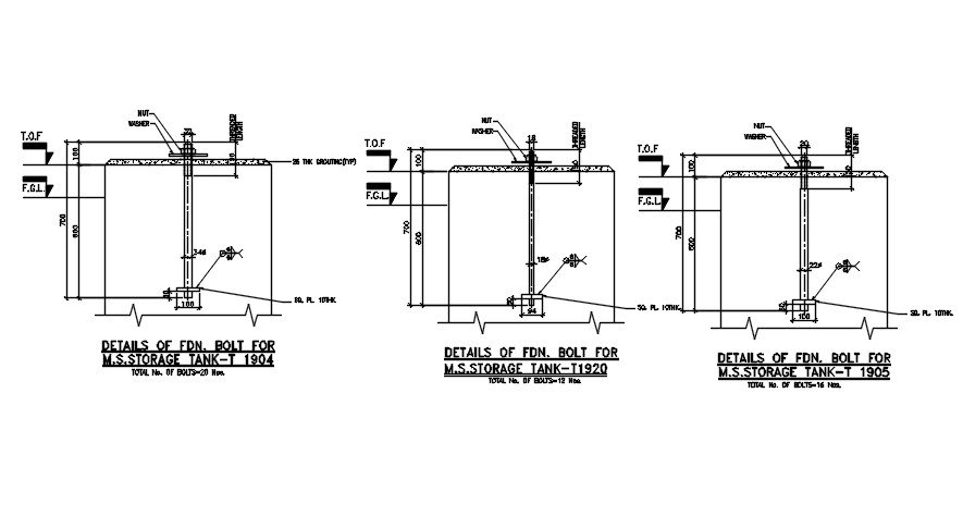 CETEX foundation bolt section details are given in this 2D Autocad DWG drawing file. Download the 2D Autocad DWG drawing file.