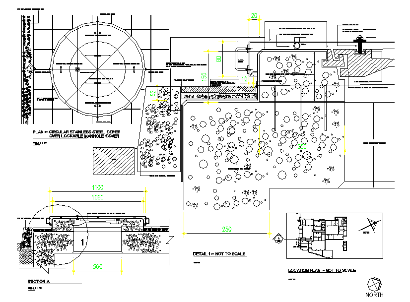 CIRCULAR STAINLESS STEEL & OVER LOCKABLE MANHOLE COVER