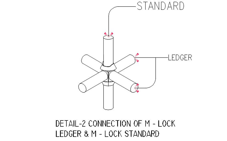 CONNECTION OF M - LOCK LEDGER & M - LOCK STANDARD in detail AutoCAD drawing, dwg file, CAD file