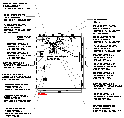 Cabin and structure details of region electric tower details dwg file