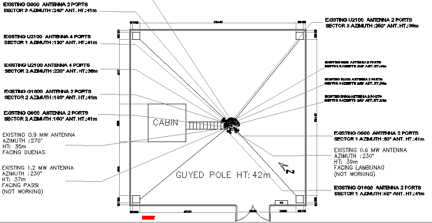 Cabin details of electric telephonic tower dwg file