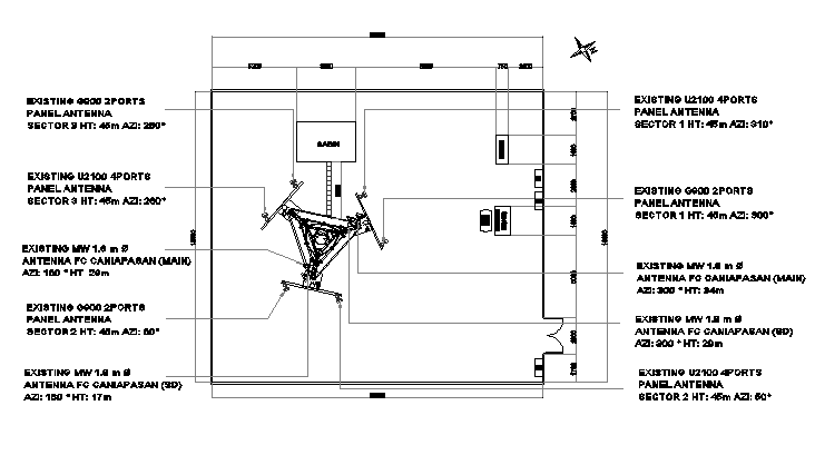 Cabin details of electric three legged tower dwg file