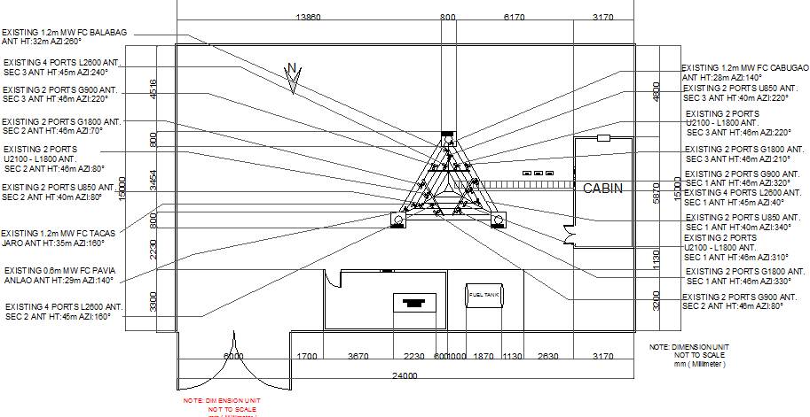 Cabin details of telephonic tower with electric installation dwg file