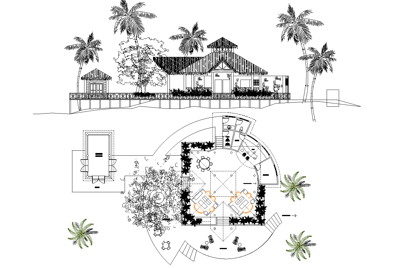 Cabin plan detail dwg file,