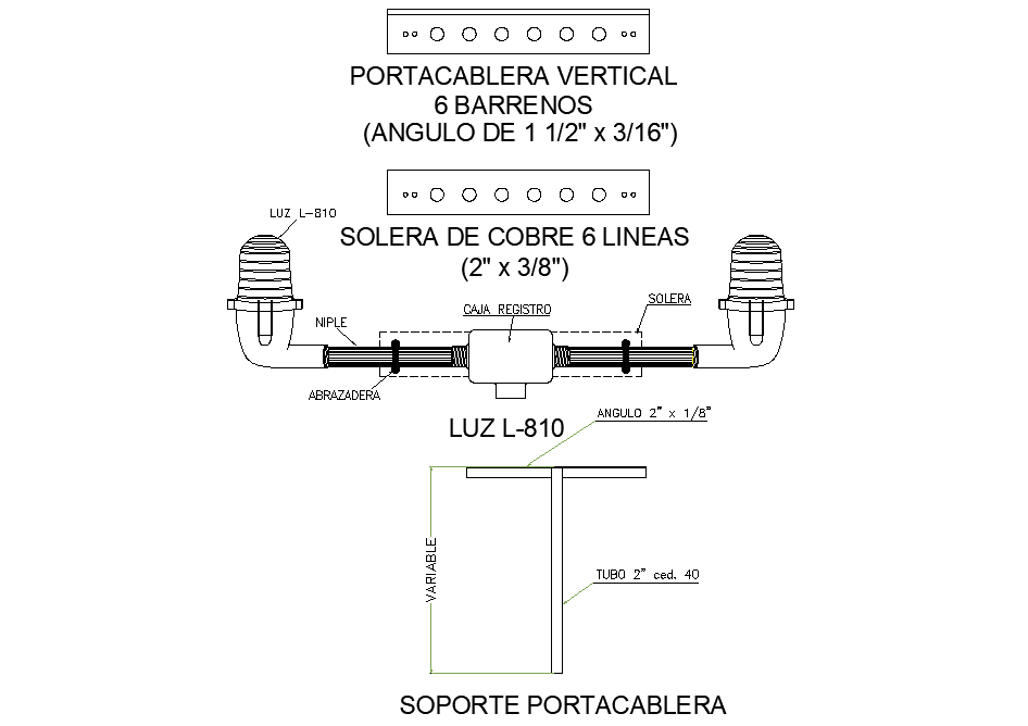 Cable carrier bracket detail dwg file