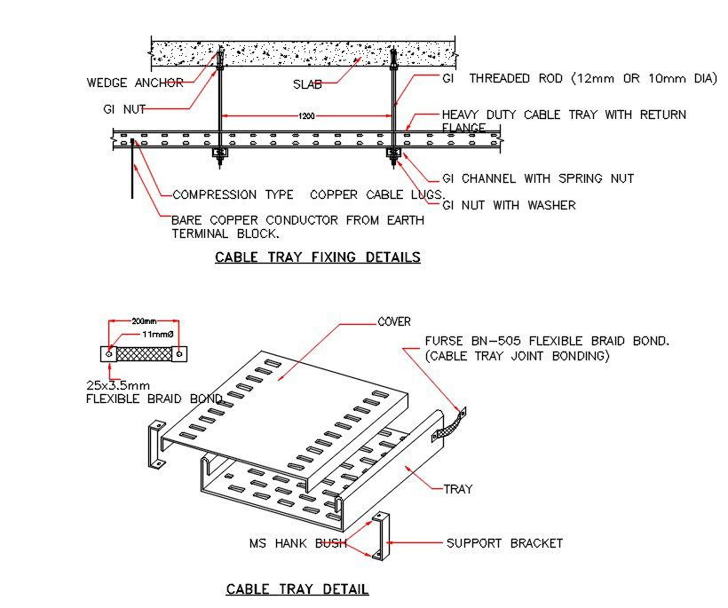 Cable Tray Fixing Drawing File with AutoCAD Electrical Layout Plan